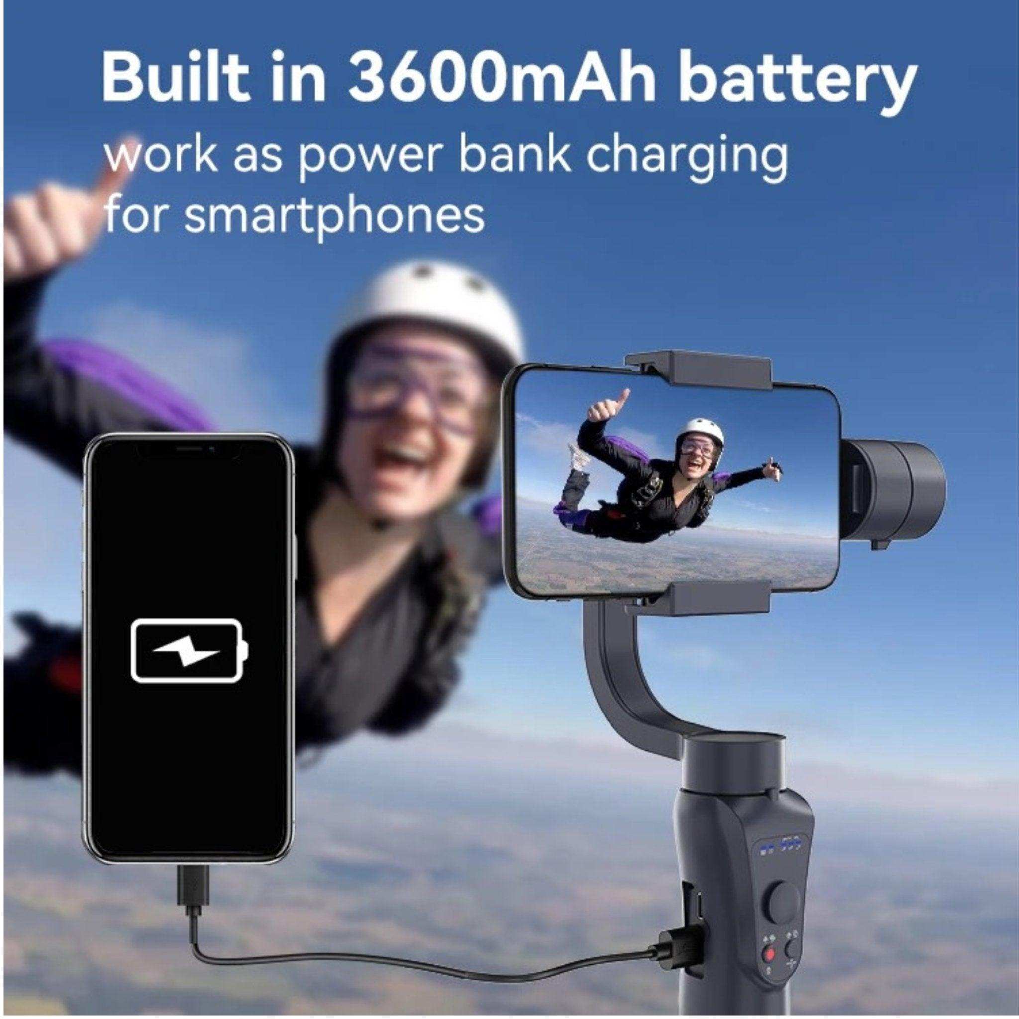 TUTT S5B Pro + AI Face Tracking Module 3 Axis Gimbal Stabilizer 360° rotation handheld selfies for Smartphone Anti Shake Inception Mode Power Bank
