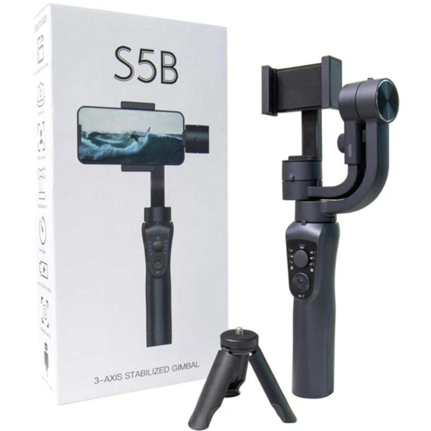 TUTT S5B (Upgraded) 3 Axis Gimbal Stabilizer Automatic Wireless Tripod Selfie Stick with 360° rotation handheld selfies for Smartphone Anti Shake Face Tracking Foldable Video Photo
