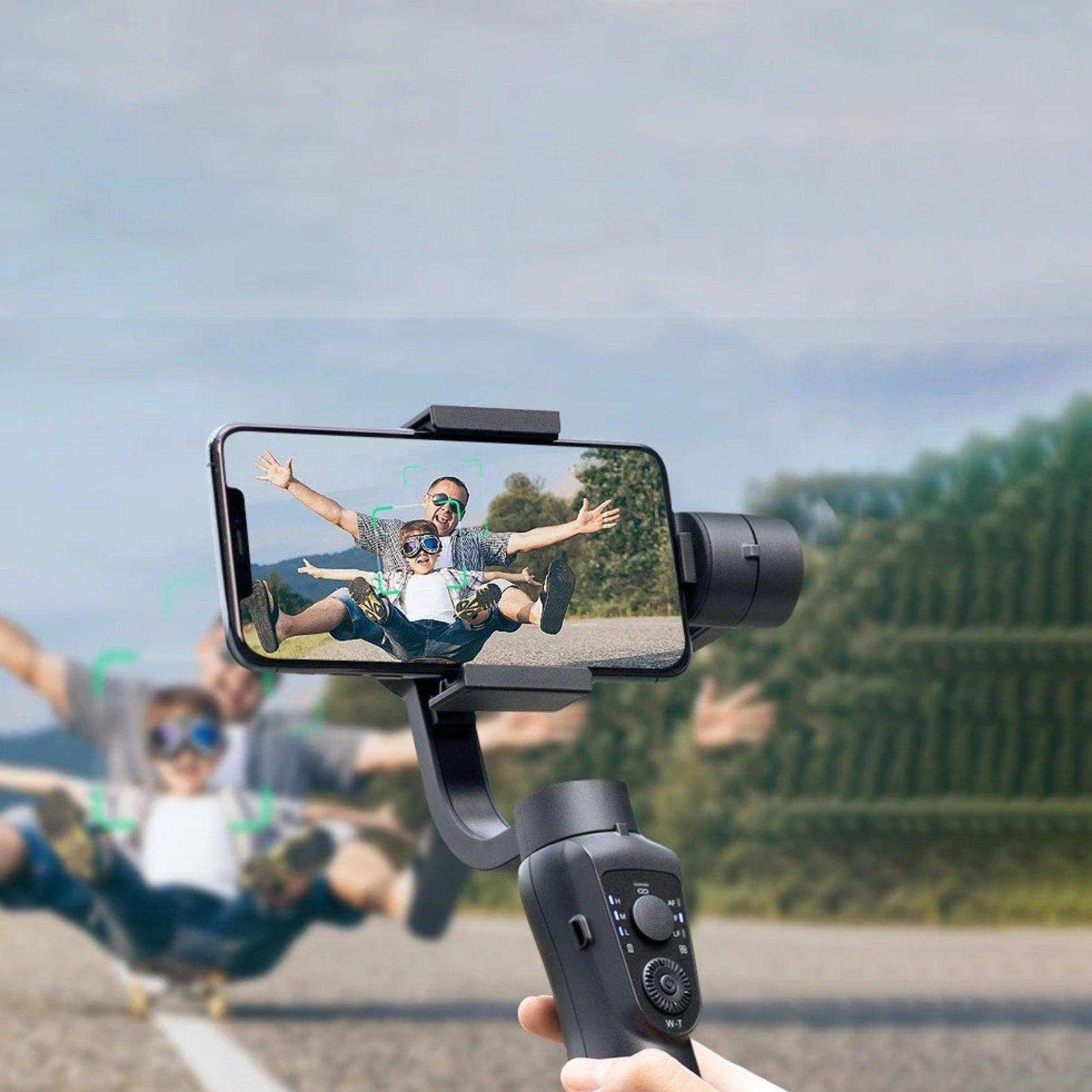 TUTT S5B (Upgraded) 3 Axis Gimbal Stabilizer Automatic Wireless Tripod Selfie Stick with 360° rotation handheld selfies for Smartphone Anti Shake Face Tracking Foldable Video Photo