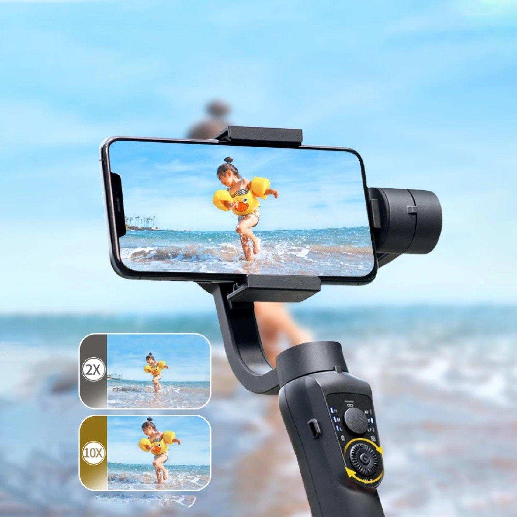 TUTT S5B (Upgraded) 3 Axis Gimbal Stabilizer Automatic Wireless Tripod Selfie Stick with 360° rotation handheld selfies for Smartphone Anti Shake Face Tracking Foldable Video Photo