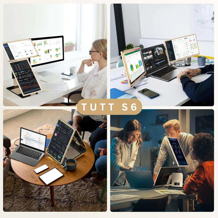 TUTT 15.6” FHD Portable Monitor – S6 Triple Screen Extender, USB-C/HDMI, 7 Viewing Modes | All Devices Compatible with Converter Cable (H5 Included)