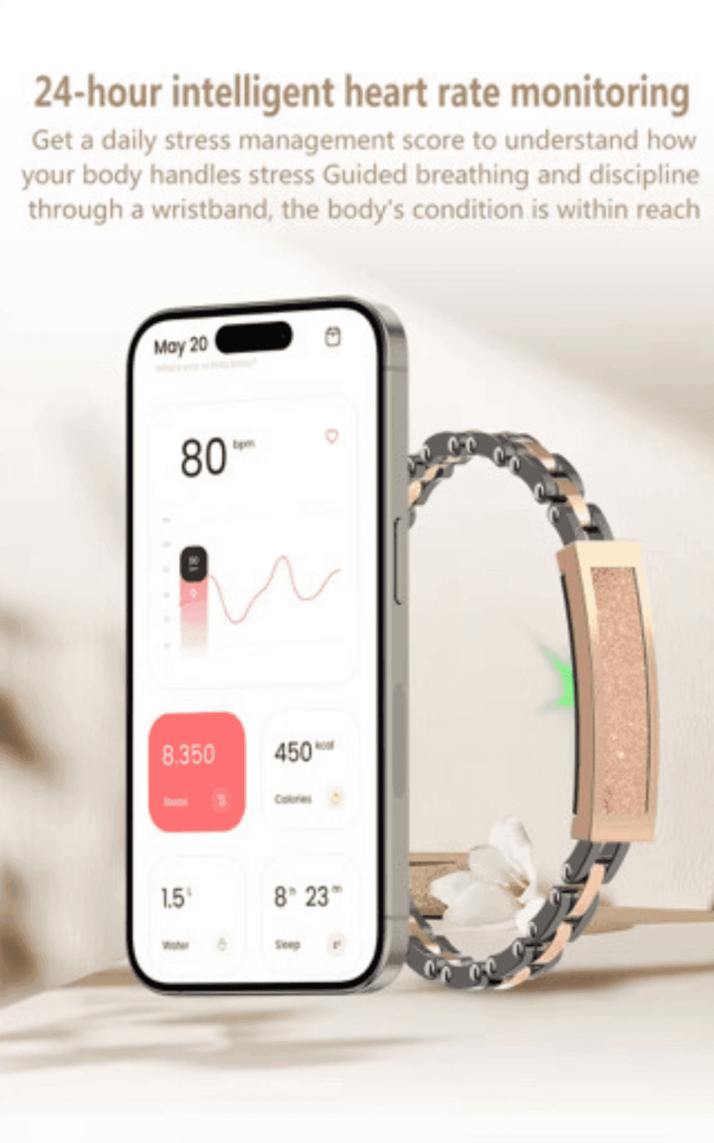 TUTT Smart Bracelet Fitness Sleep Tracker Waterproof IP68 Li8 | App Control for Women
