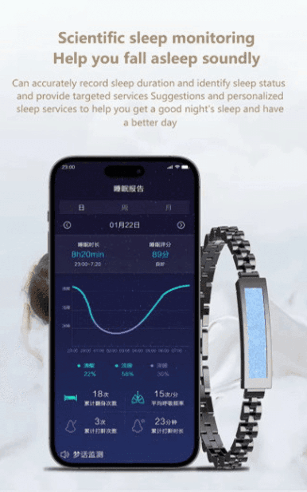 TUTT Smart Bracelet Fitness Sleep Tracker Waterproof IP68 Li8 | App Control for Women