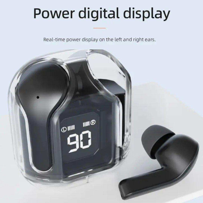 TUTT T6 BT 5.3 Earbuds True Wireless Headset Stereo Headphones In Ear Earphone With Digital Display and Transparent Case. Dual Microphone with Active Noise Cancelling Technology