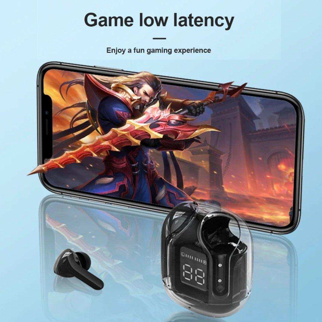 TUTT T6 BT 5.3 Earbuds True Wireless Headset Stereo Headphones In Ear Earphone With Digital Display and Transparent Case. Dual Microphone with Active Noise Cancelling Technology