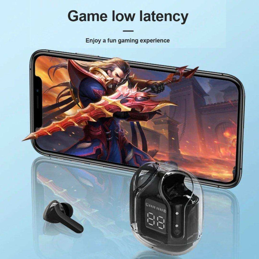 TUTT T6 BT 5.3 Earbuds True Wireless Headset Stereo Headphones In Ear Earphone With Digital Display and Transparent Case. Dual Microphone with Active Noise Cancelling Technology