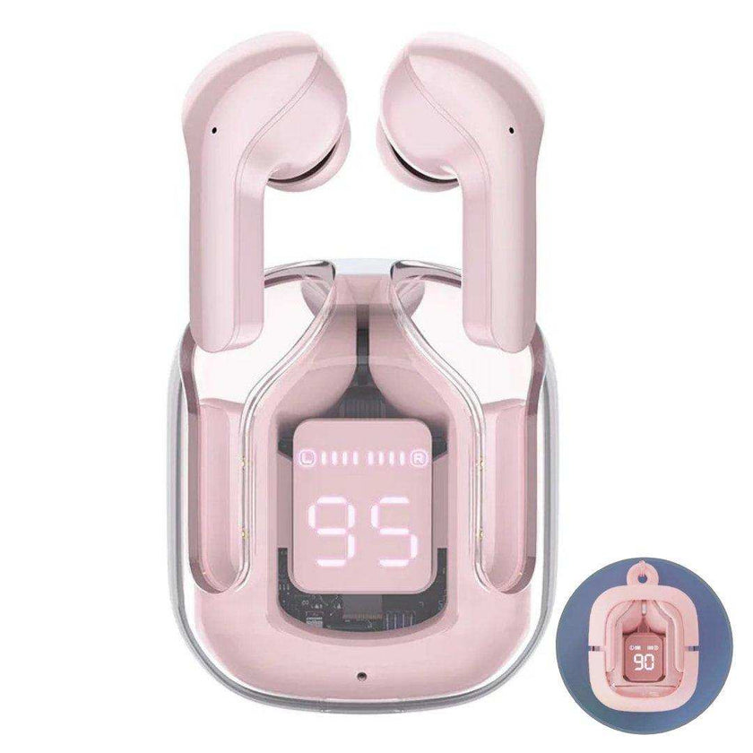 TUTT T6 BT 5.3 Earbuds True Wireless Headset Stereo Headphones In Ear Earphone With Digital Display and Transparent Case. Dual Microphone with Active Noise Cancelling Technology
