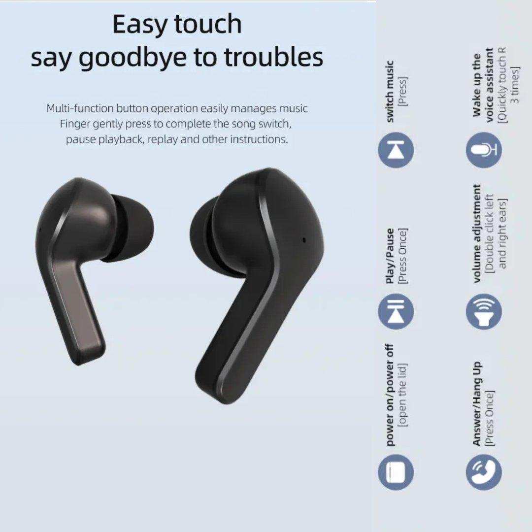 TUTT T6 BT 5.3 Earbuds True Wireless Headset Stereo Headphones In Ear Earphone With Digital Display and Transparent Case. Dual Microphone with Active Noise Cancelling Technology