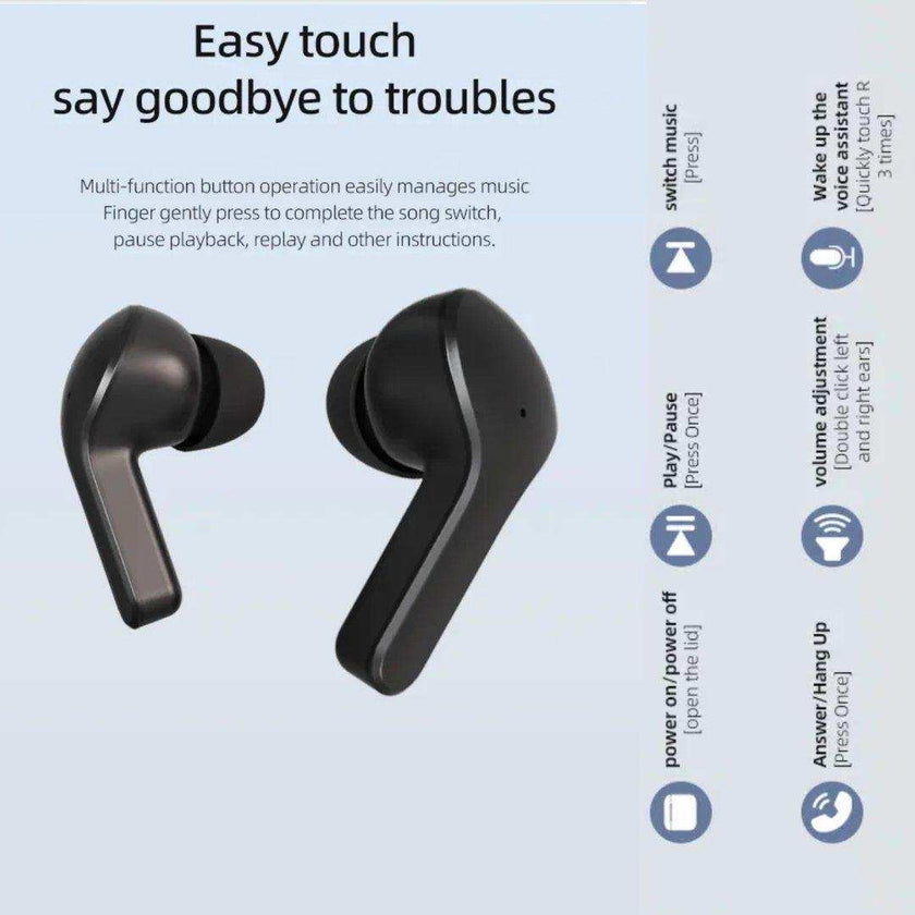 TUTT T6 BT 5.3 Earbuds True Wireless Headset Stereo Headphones In Ear Earphone With Digital Display and Transparent Case. Dual Microphone with Active Noise Cancelling Technology