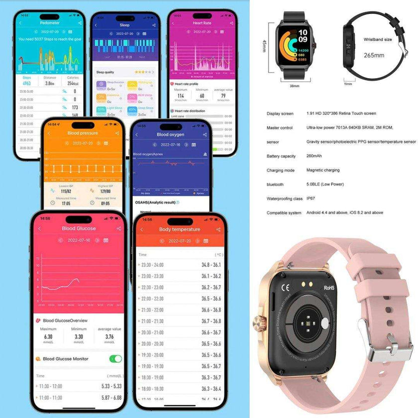 TUTT Classic Smartwatch 1.91” HD Dial | Pedometer Health and Fitness Tracking | Smart Watch For Women and Men | 2 Straps Steel & Rubber T9