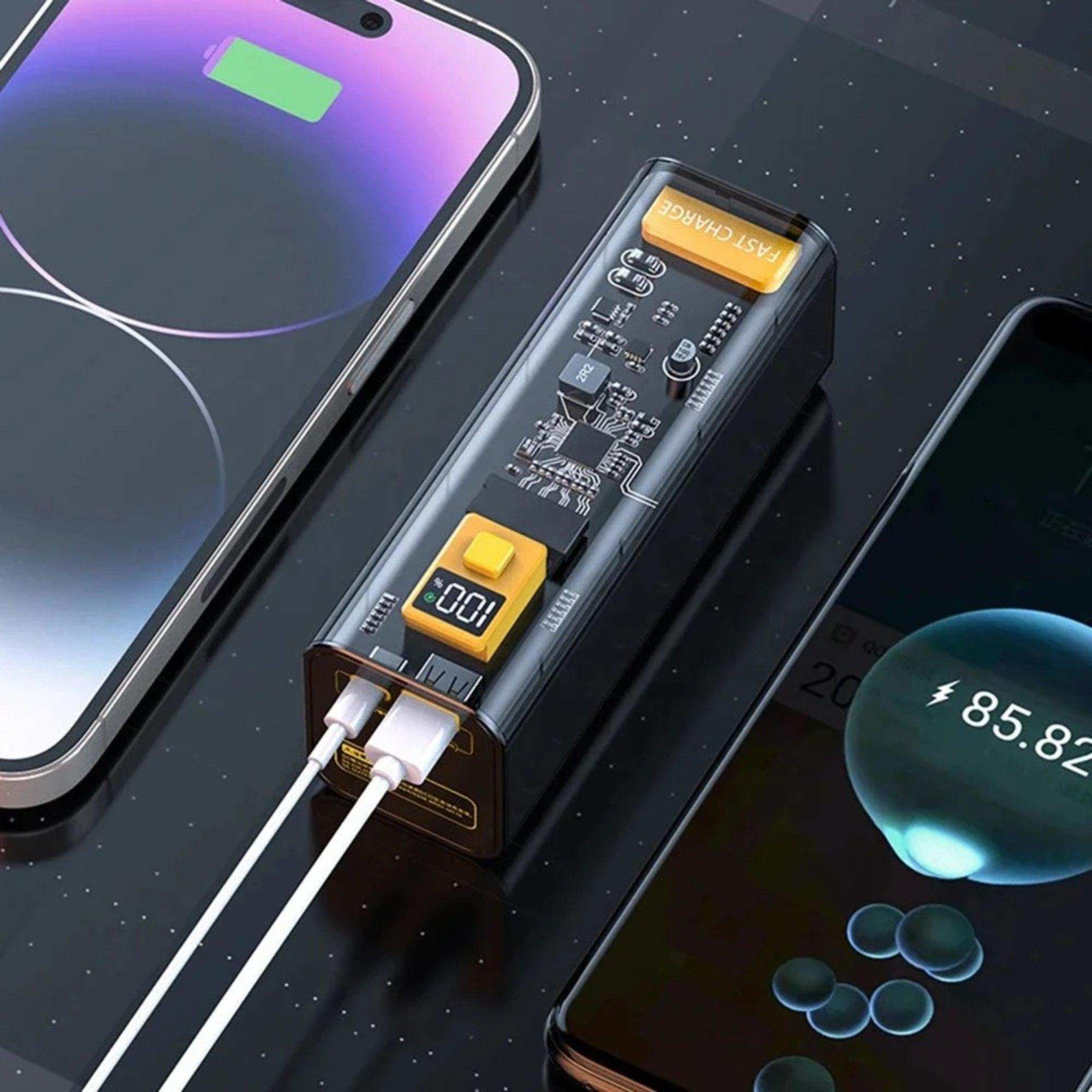 TUTT Transparent High capacity 40000 mAh Power Bank Portable digital display Fast charger Powerbank