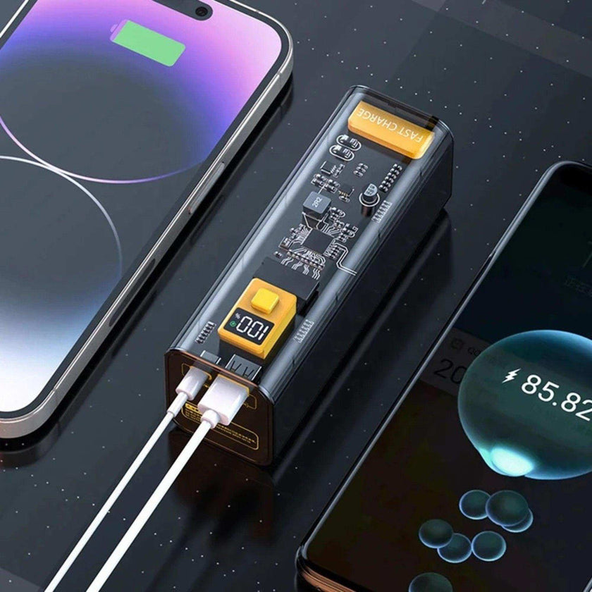 TUTT Transparent High capacity 40000 mAh Power Bank Portable digital display Fast charger Powerbank