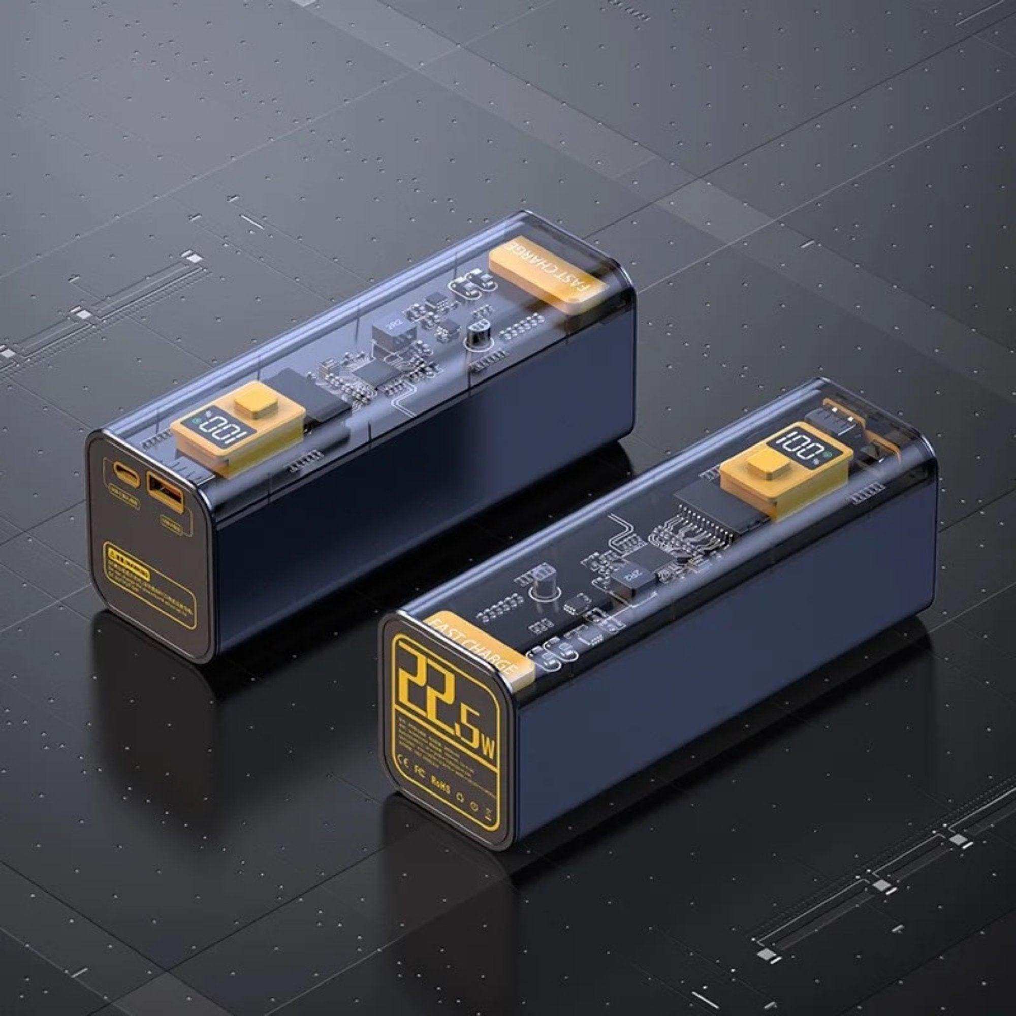 TUTT Transparent High capacity 40000 mAh Power Bank Portable digital display Fast charger Powerbank