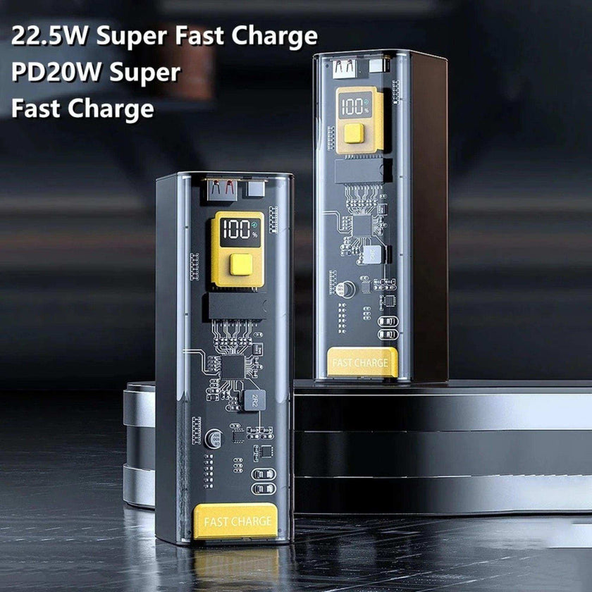 TUTT Transparent High capacity 40000 mAh Power Bank Portable digital display Fast charger Powerbank