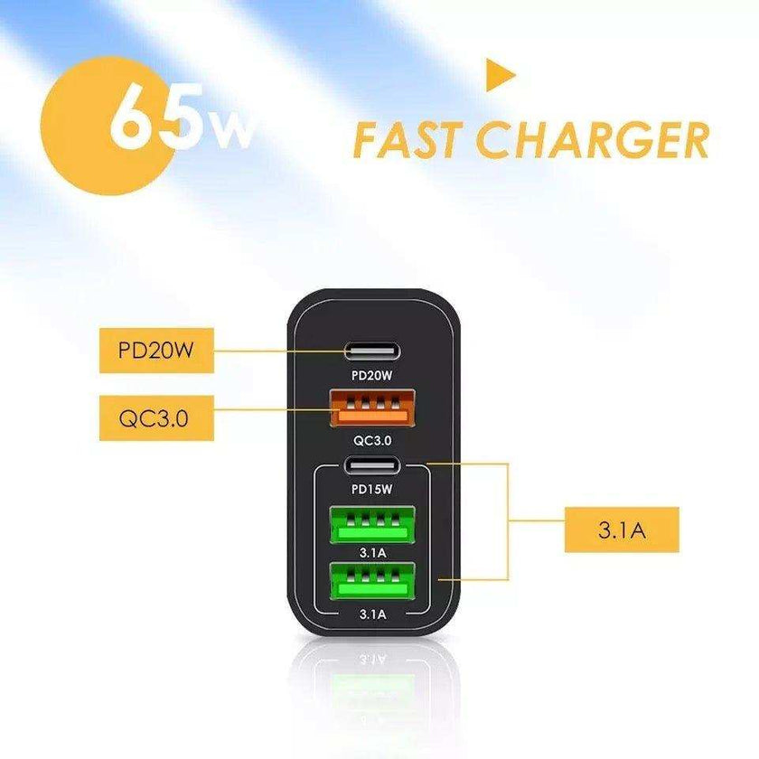TUTT Travel & Charging Kit | 10000mah Power Bank | Universal Travel Adapter 3 Global Plugs | Wireless Charging | 65 & 30W Charger 3 in 1 Cable | Waterproof Hard Shell Bag EU,UK,AUS