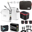 TUTT Travel & Charging Kit | 10000mah Power Bank | Universal Travel Adapter 3 Global Plugs | Wireless Charging | 65 & 30W Charger 3 in 1 Cable | Waterproof Hard Shell Bag EU,UK,AUS