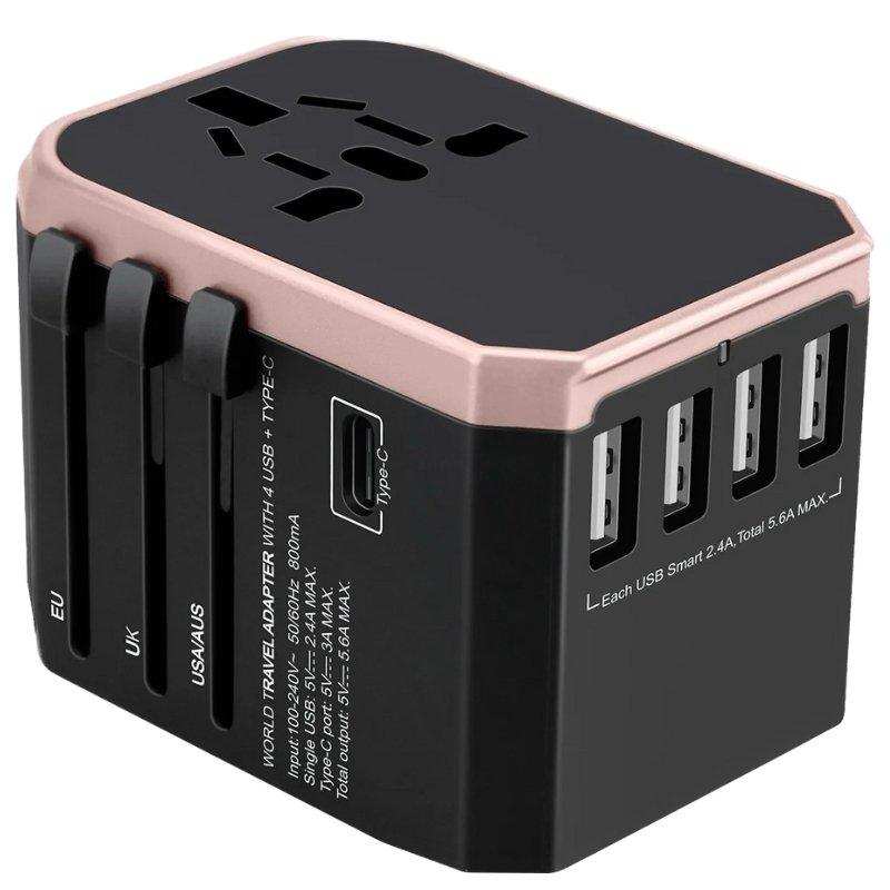 TUTT Travel Essentials | Universal Travel Adapter 180+ Countries Adaptateur International Kit 4 USB+Type-C US UK EU Australia