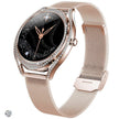 TUTT Classic Smartwatch for Women AMOLED  1.28” | Health & Fitness Tracker | Always On Display | 150 cubic Zirconia | Two Straps V66 Smart Watch (Silicone and Metal)