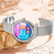 TUTT Classic Smartwatch for Women AMOLED  1.28” | Health & Fitness Tracker | Always On Display | 150 cubic Zirconia | Two Straps V66 Smart Watch (Silicone and Metal)