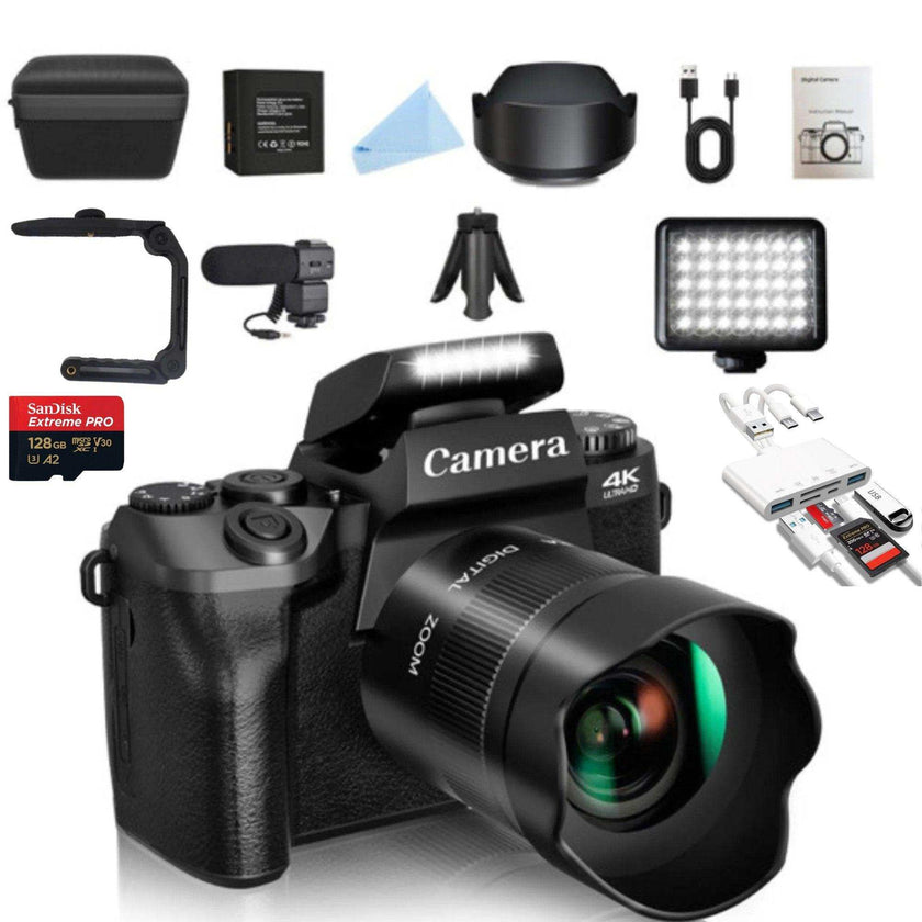 TUTT 64MP Digital Camera and Camcorder 4K/60fps Mirrorless | Dual Camera for Selfie Vlogging W5 | Premium Combo + 128GB SanDisk