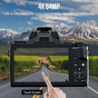TUTT 64MP Digital Camera and Camcorder 4K/60fps Mirrorless | Dual Camera for Selfie Vlogging W5 | Premium Combo + 128GB SanDisk