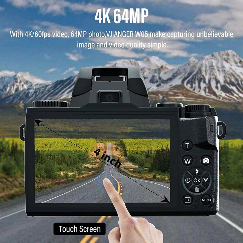TUTT 64MP Digital Camera and Camcorder 4K/60fps Mirrorless | Dual Camera for Selfie Vlogging W5 | Premium Combo + 128GB SanDisk