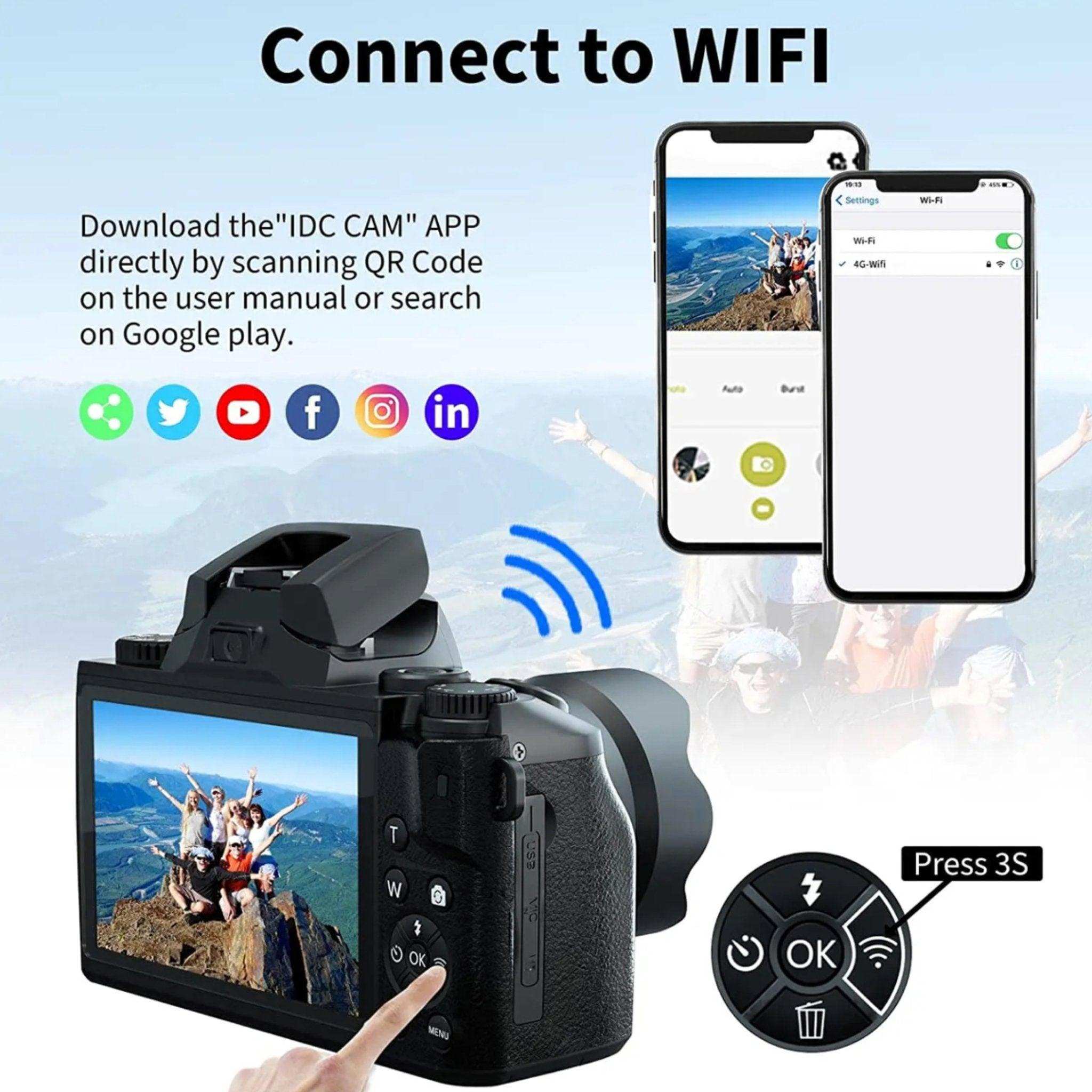 TUTT 64MP Digital Camera and Camcorder 4K/60fps Mirrorless | Dual Camera for Selfie Vlogging W5 | Premium Combo + 128GB SanDisk