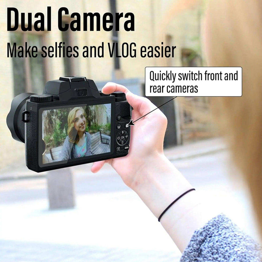 TUTT 64MP Digital Camera and Camcorder 4K/60fps Mirrorless | Dual Camera for Selfie Vlogging W5 | Premium Combo + 128GB SanDisk