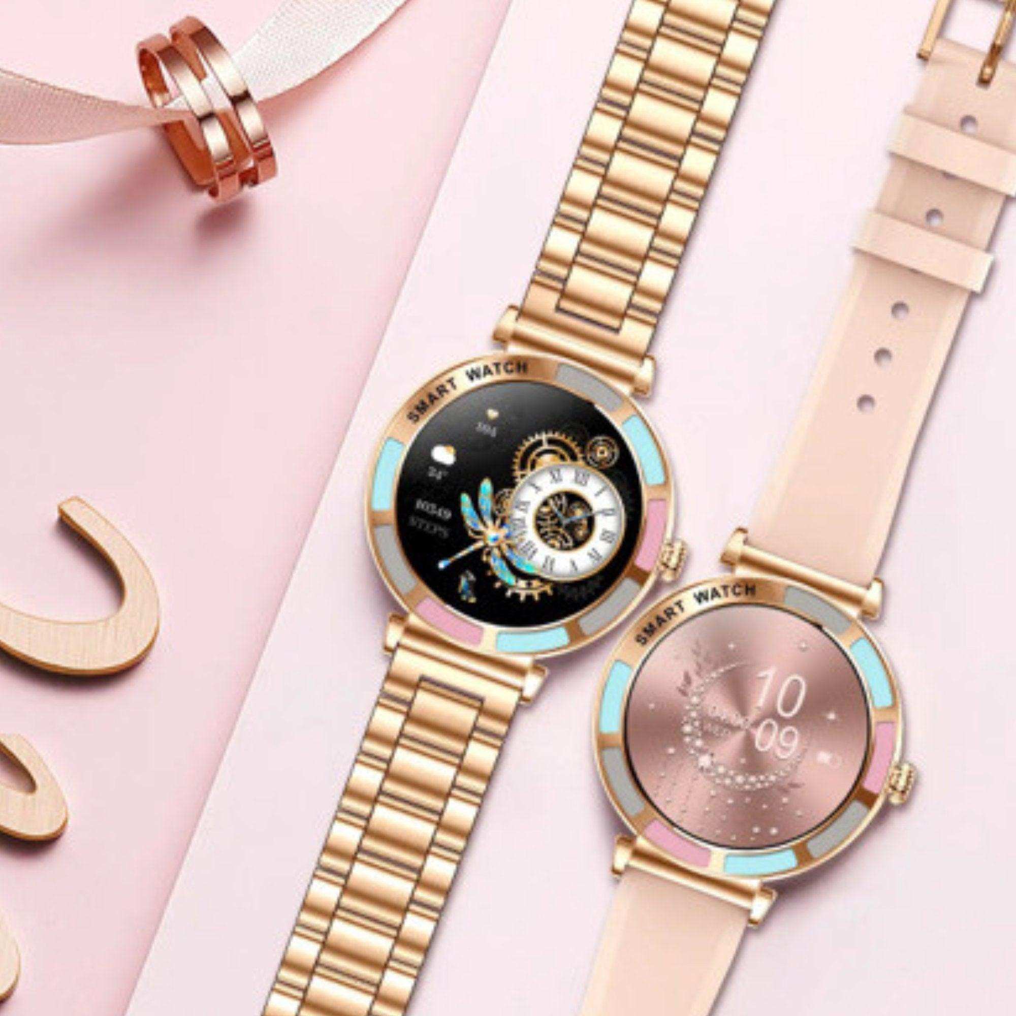 TUTT Women’s Smart Watch | Slim & Stylish Design 1.27” HD Dial | Waterproof | AI Voice Assistant | Women’s Health & Sports Tracker Smartwatch | W1 2 Strap