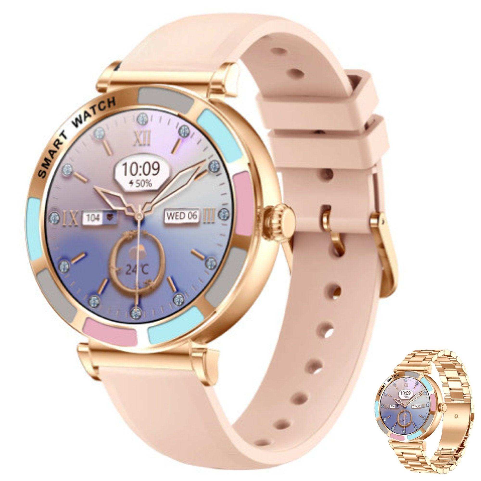 TUTT Women’s Smart Watch | Slim & Stylish Design 1.27” HD Dial | Waterproof | AI Voice Assistant | Women’s Health & Sports Tracker Smartwatch | W1 2 Strap