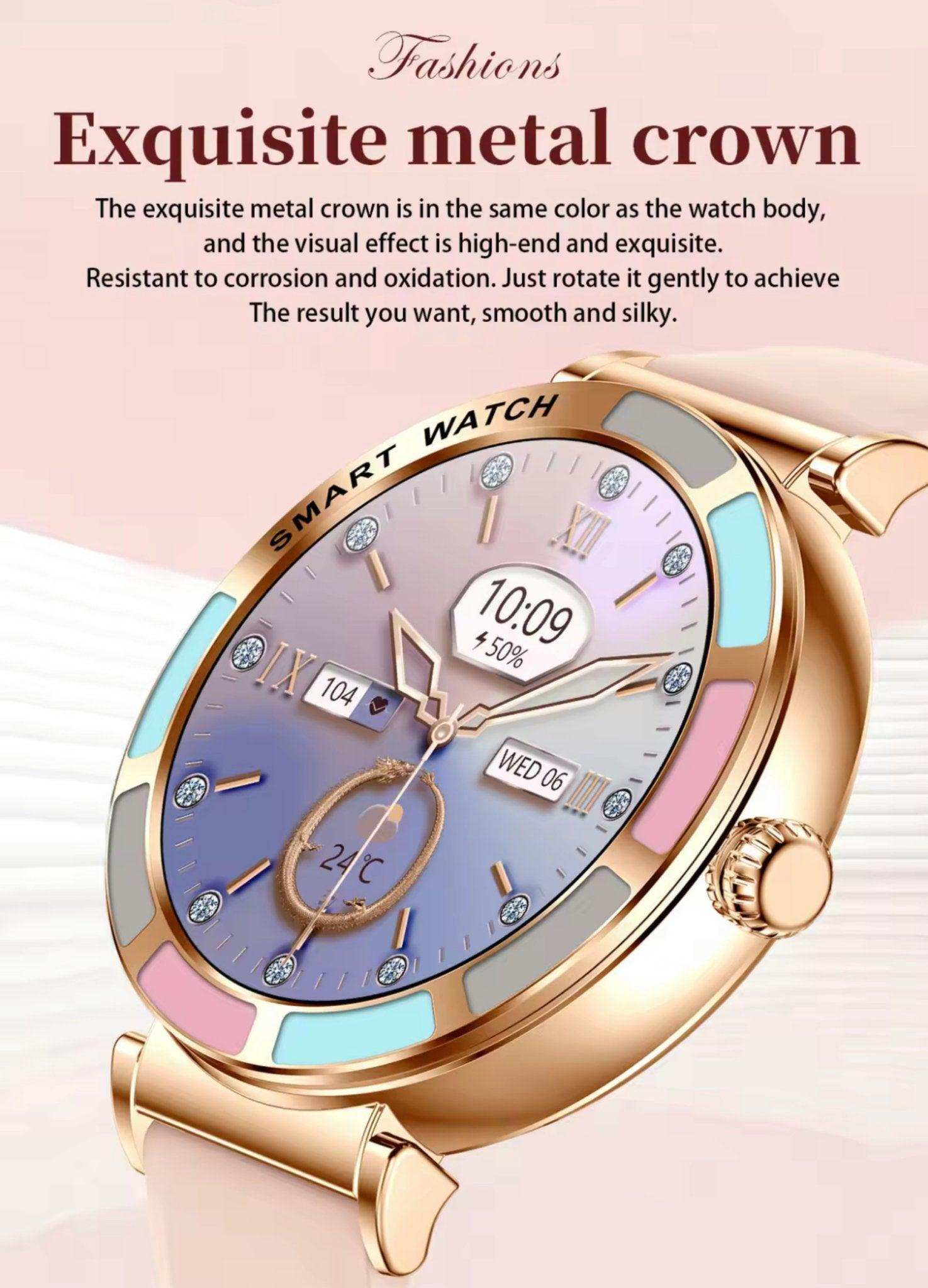 TUTT Women’s Smart Watch | Slim & Stylish Design 1.27” HD Dial | Waterproof | AI Voice Assistant | Women’s Health & Sports Tracker Smartwatch | W1 2 Strap