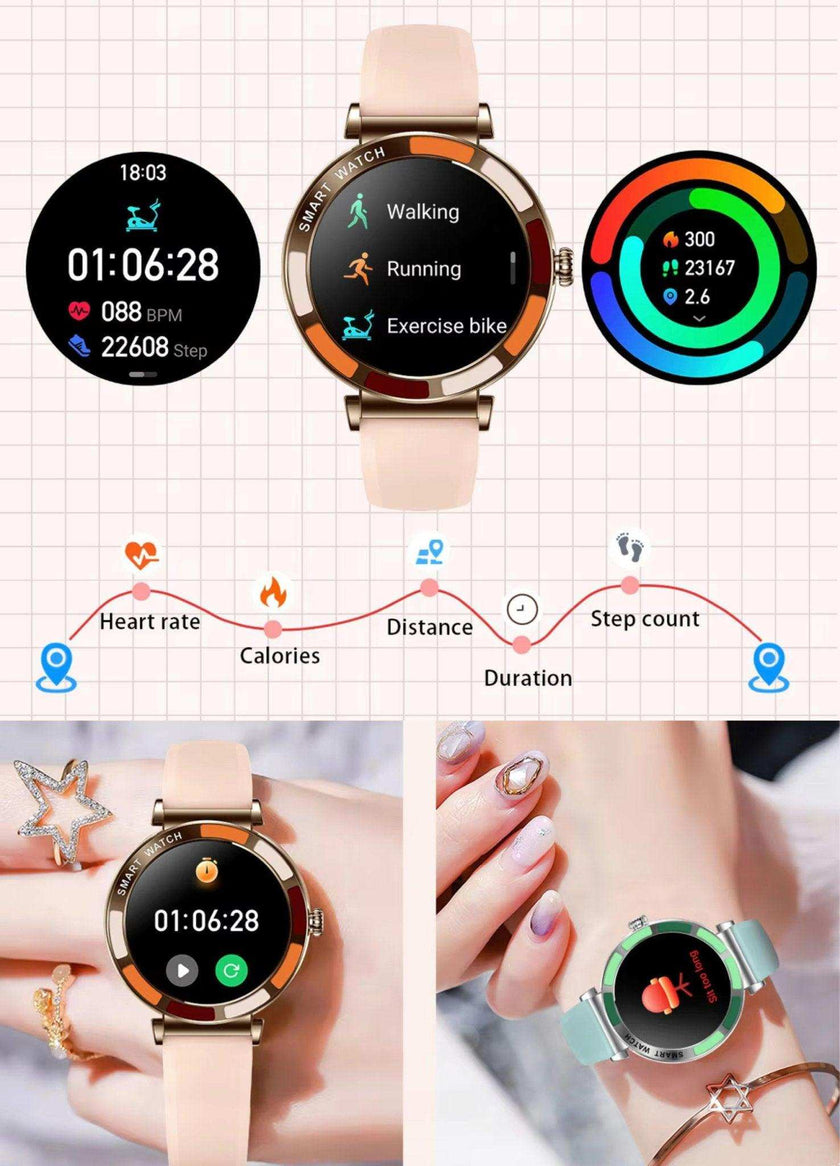 TUTT Women’s Smart Watch | Slim & Stylish Design 1.27” HD Dial | Waterproof | AI Voice Assistant | Women’s Health & Sports Tracker Smartwatch | W1 2 Strap