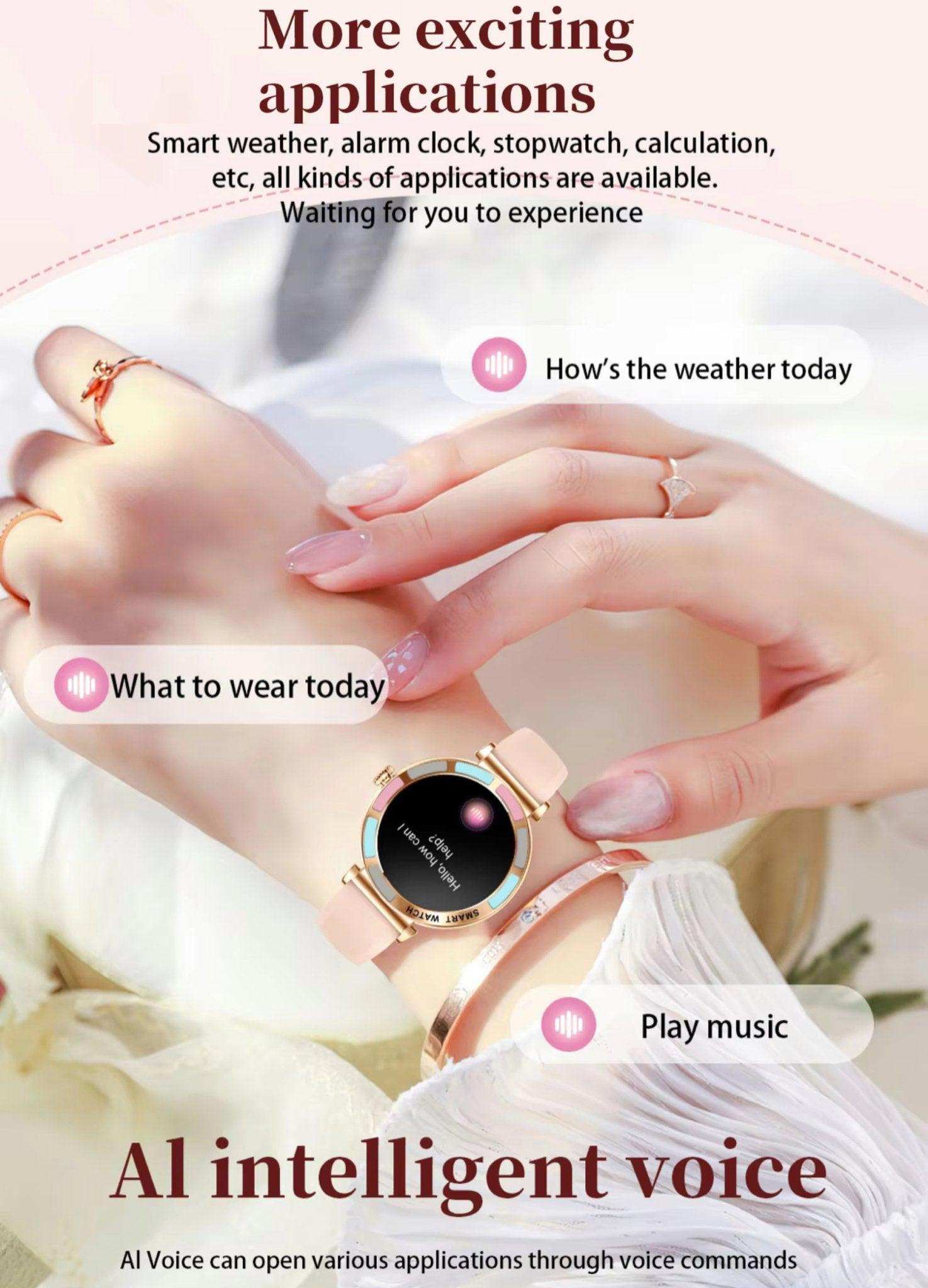 TUTT Women’s Smart Watch | Slim & Stylish Design 1.27” HD Dial | Waterproof | AI Voice Assistant | Women’s Health & Sports Tracker Smartwatch | W1 2 Strap