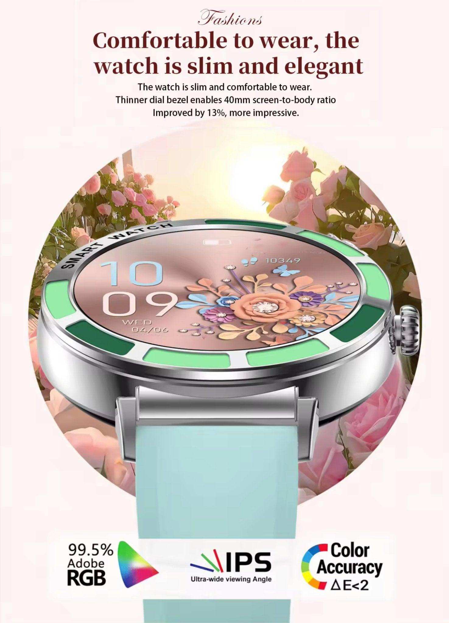 TUTT Women’s Smart Watch | Slim & Stylish Design 1.27” HD Dial | Waterproof | AI Voice Assistant | Women’s Health & Sports Tracker Smartwatch | W1 2 Strap