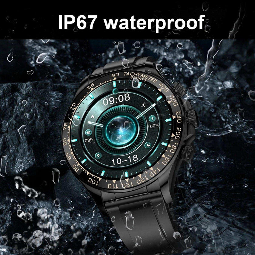 TUTT Classic Smartwatch for Men Metal Case | 1.55'' Large HD Screen IP67 Tactical Smart Watch with BT Call Pedometer  Straps (Leather Metal) X108