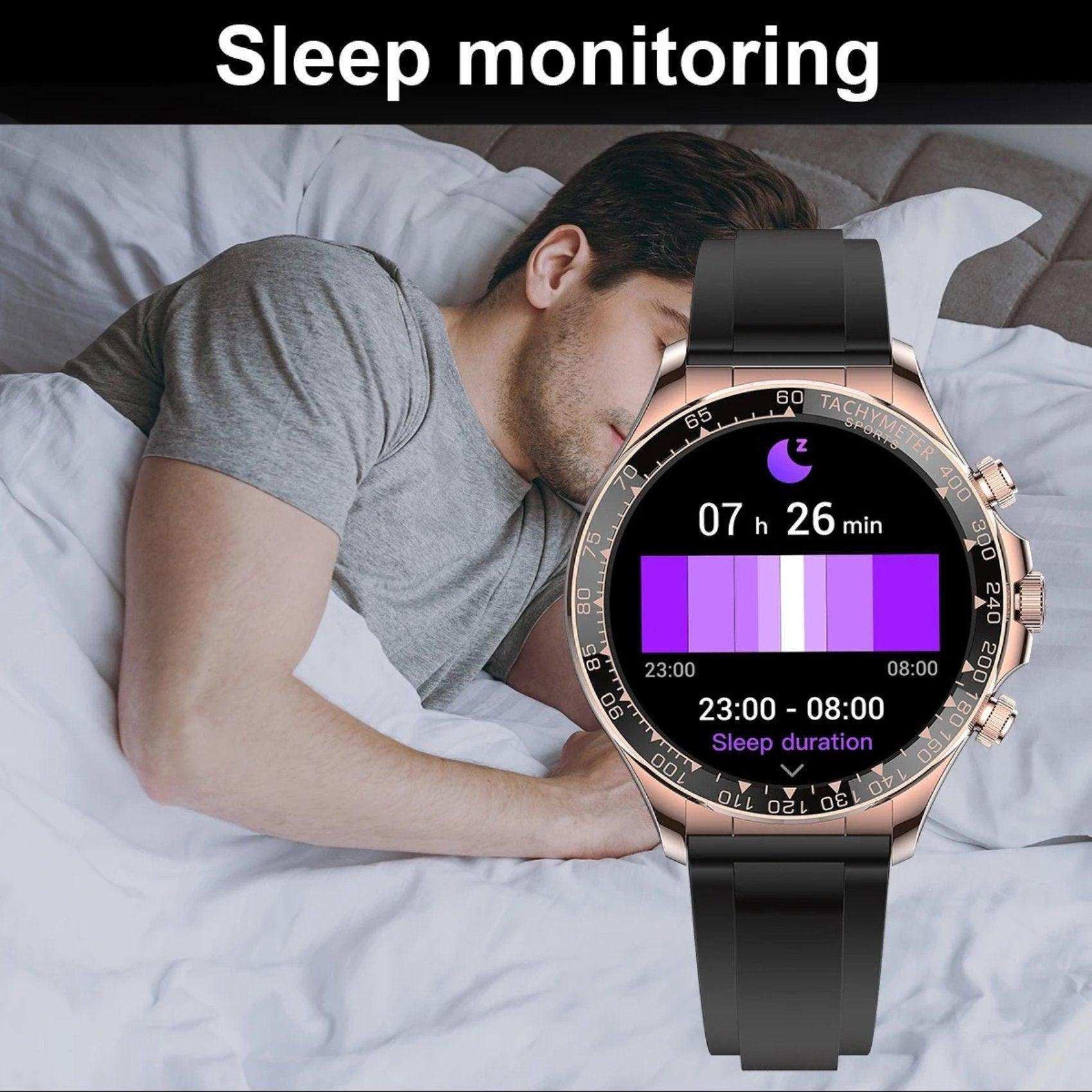 TUTT Classic Smartwatch for Men Metal Case | 1.55'' Large HD Screen IP67 Tactical Smart Watch with BT Call Pedometer  Straps (Leather Metal) X108