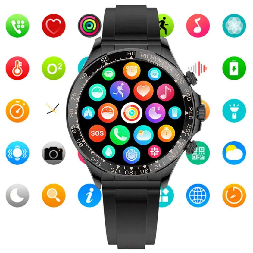 TUTT Classic Smartwatch for Men Metal Case | 1.55'' Large HD Screen IP67 Tactical Smart Watch with BT Call Pedometer  Straps (Leather Metal) X108