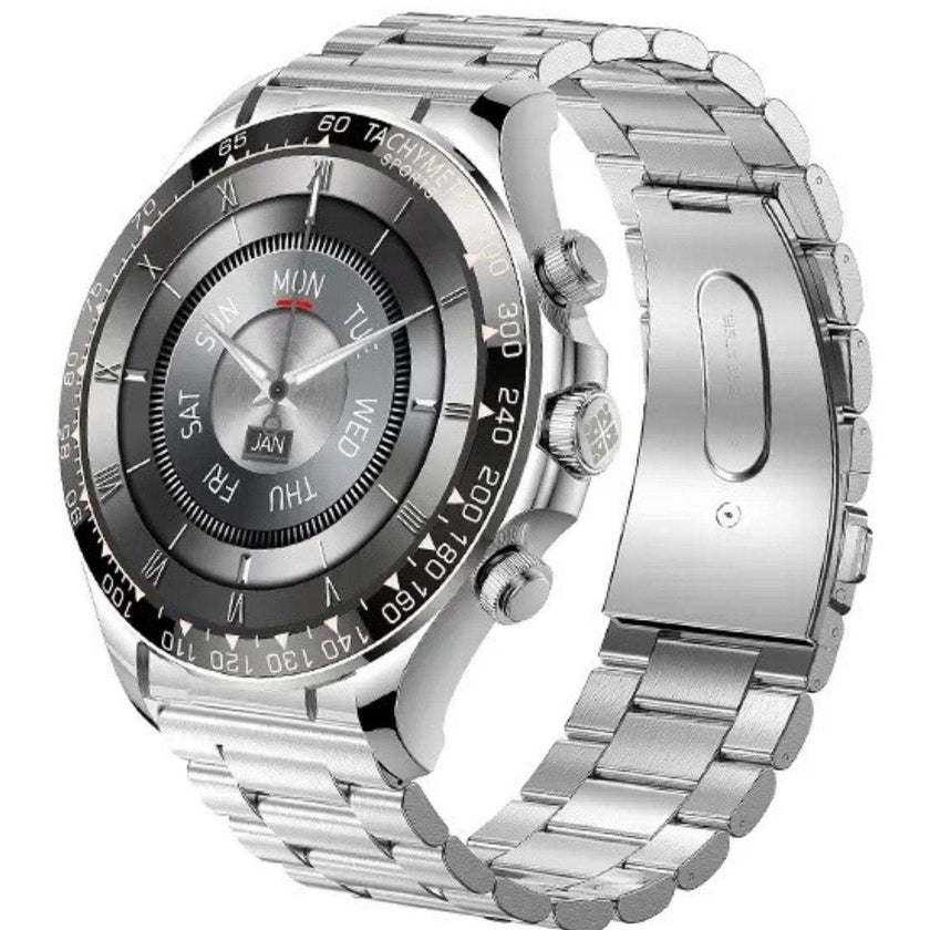 TUTT Classic Smartwatch for Men Metal Case | 1.55'' Large HD Screen IP67 Tactical Smart Watch with BT Call Pedometer  Straps (Leather Metal) X108