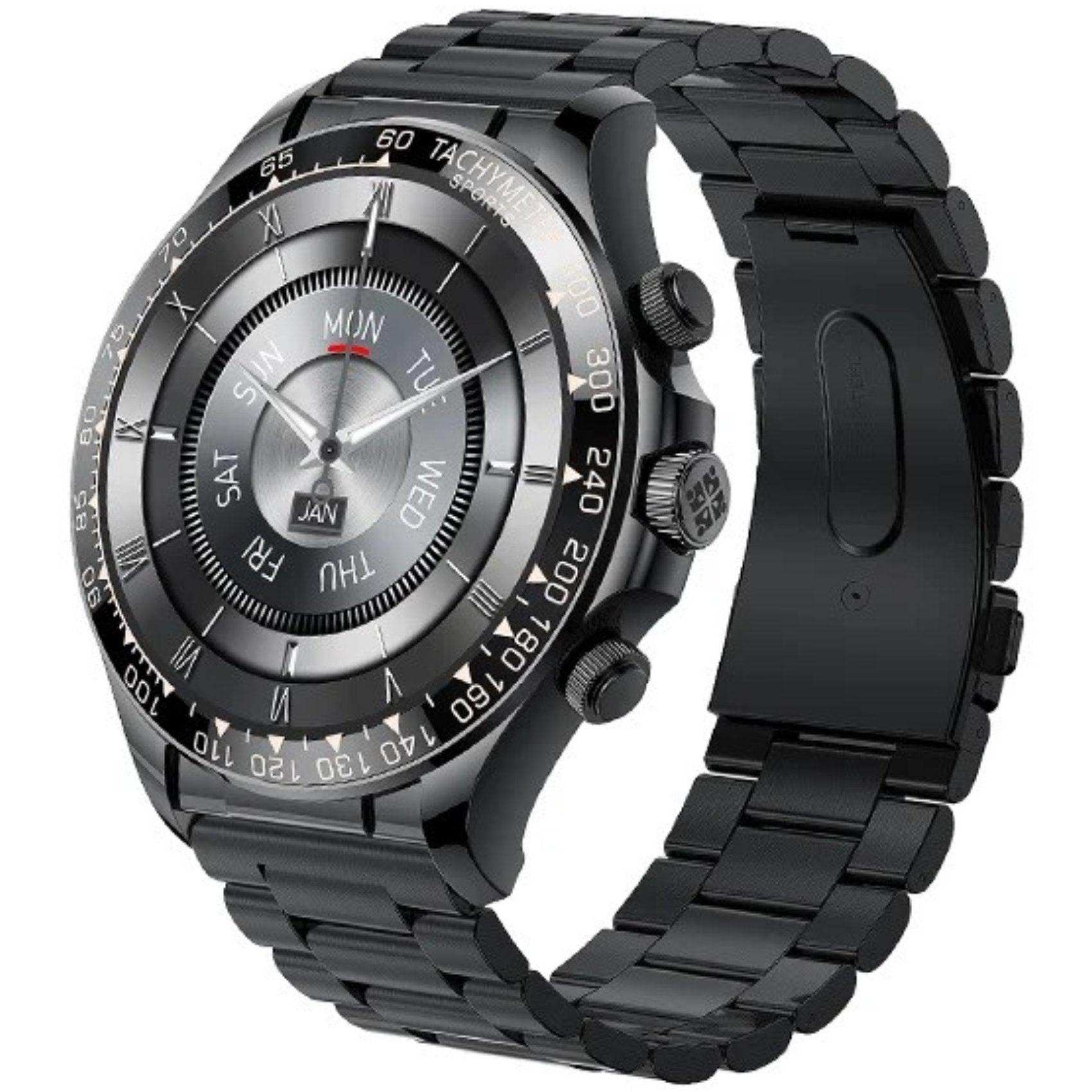 TUTT Classic Smartwatch for Men Metal Case | 1.55'' Large HD Screen IP67 Tactical Smart Watch with BT Call Pedometer  Straps (Leather Metal) X108