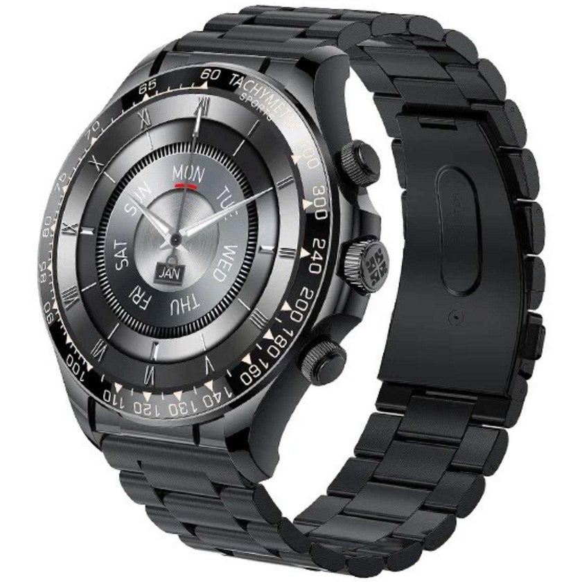 TUTT Classic Smartwatch for Men Metal Case | 1.55'' Large HD Screen IP67 Tactical Smart Watch with BT Call Pedometer  Straps (Leather Metal) X108