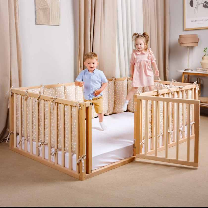 Twin Size Bed Frame for Toddlers with Fence