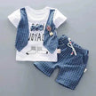 Two-piece Children's Suit With Short Sleeve Shorts And Suspenders Top Shirt
