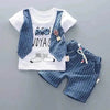 Two-piece Children's Suit With Short Sleeve Shorts And Suspenders Top Shirt
