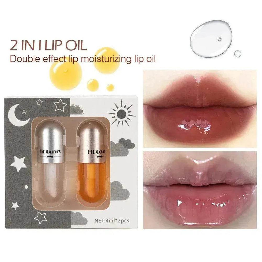 Two Sets Of Moisturizing Lip Oil And Lip Color Liquid Cases