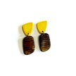 Clay Two Tone Earrings Handmade, Post or Clip Ons - 