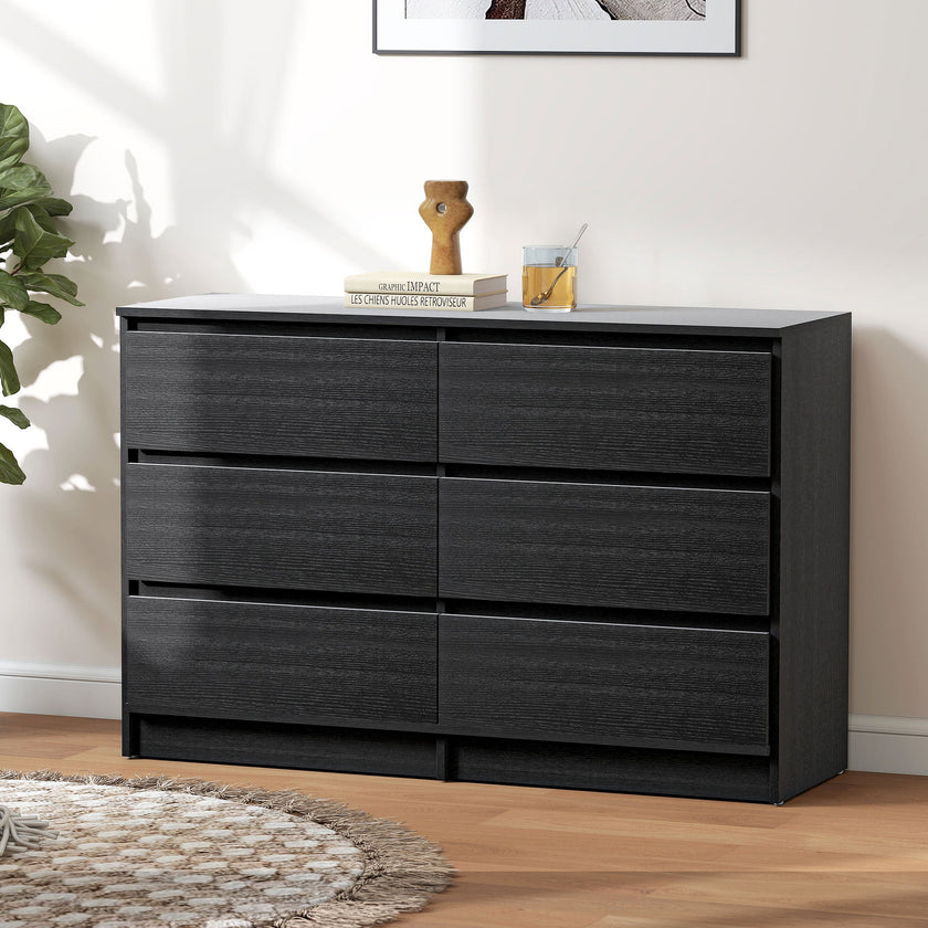 River 6 Drawer Dresser for Bedroom, Living Room or Hallway-Black