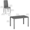 Zaya 5-Piece Rectangular Glass Dining Set for Small Spaces-Grey