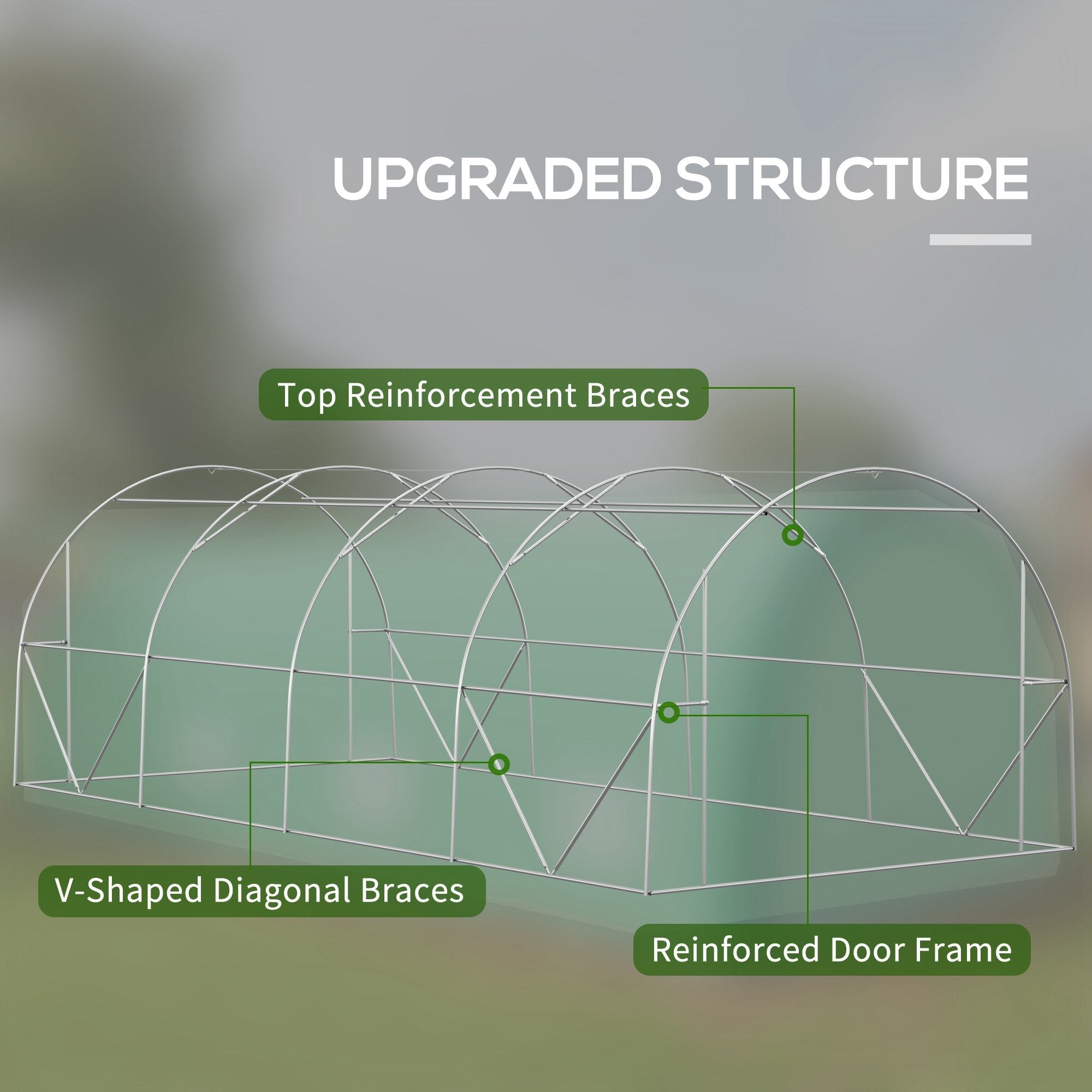 Outsunny 19.5'x10'x6.5' Upgraded Tunnel Greenhouse Mesh Door Windows 15 Plant Labels Gloves Green