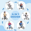 Qaba 4-in-1 Convertible Kids Tricycle with Removable Handlebar and Canopy White