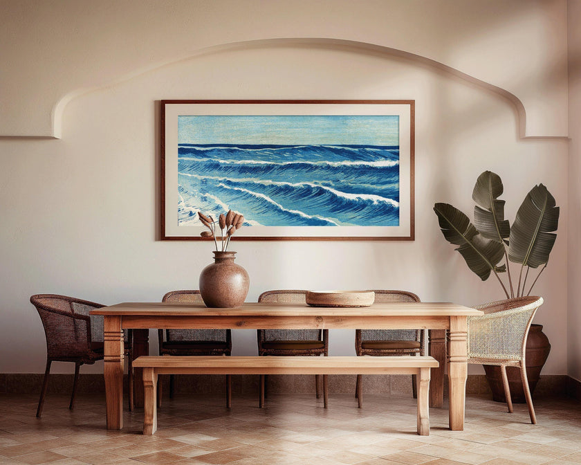 Uehara Konen Ocean Waves Print: Vintage Japanese Panoramic Art